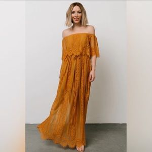 Baltic Born Size XXXL Mustard Lace Off Shoulder dress. NWT.